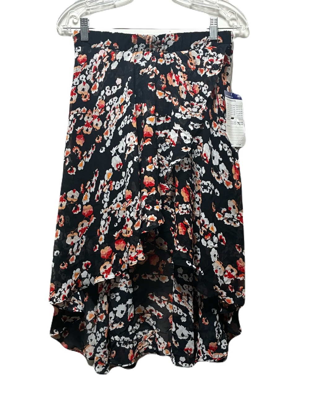 Asymmetrical Floral Print Midi-Skirt